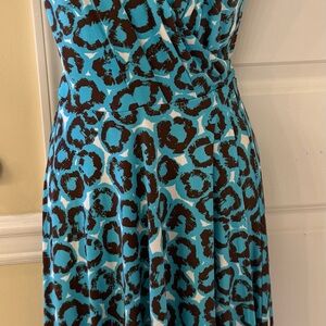 Diane Von Furstenberg Turquoise and Brown Leopard Dress